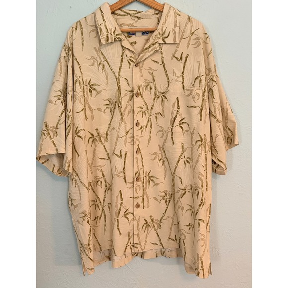 Kahala Other - Kahala Hawaiian Islands Mens XXL Silk Bamboo Camp Shirt Beige Aloha Resort